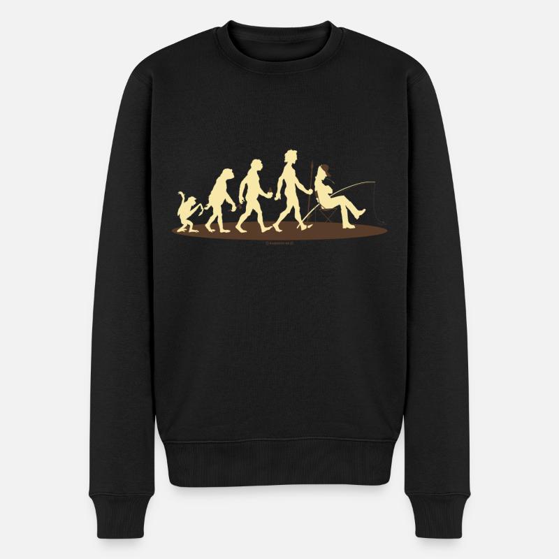 FUN - Evolution Angler - Geschenk - Bestseller - Männer Premium Bio Pullover - Schwarz