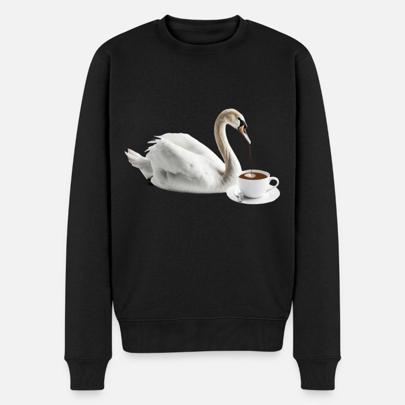 Schwan Kaffee - Männer Premium Bio Pullover - Schwarz