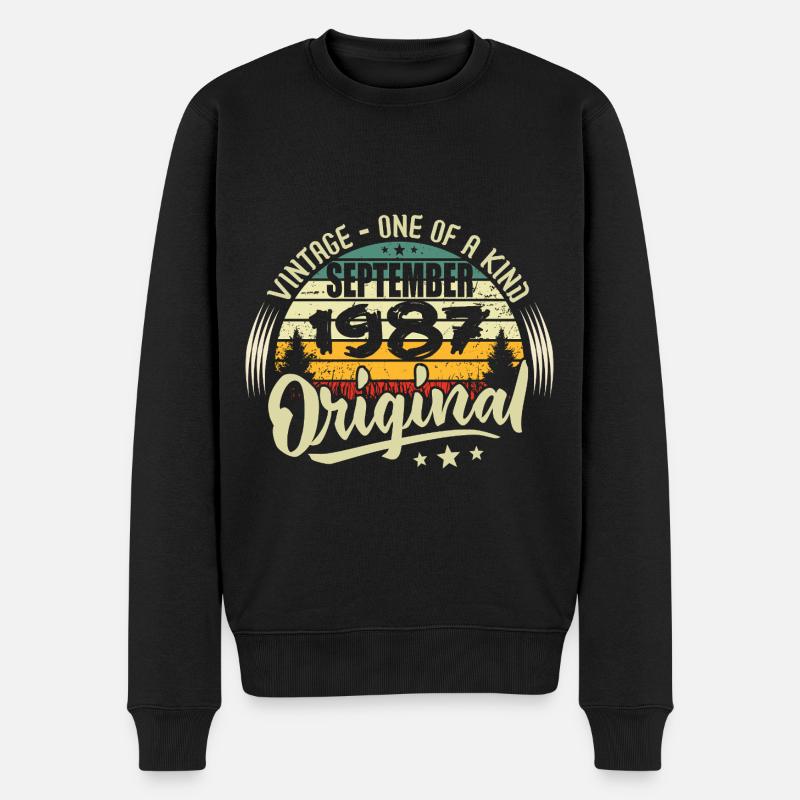 Septembre 1987 Anniversaire 1987 Septembre 1987 - Pull Premium bio Homme - noir
