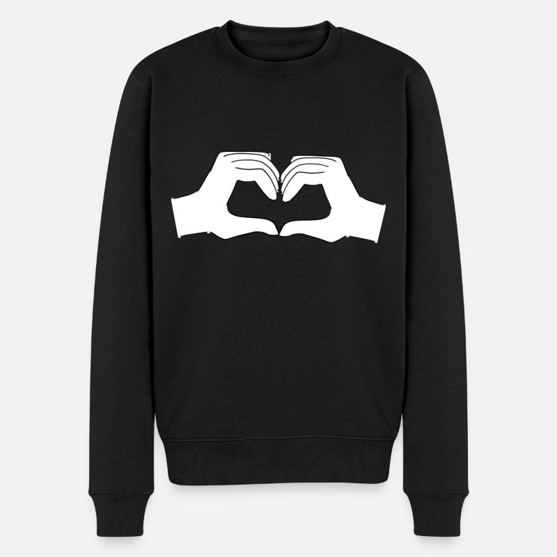 herz hände - Männer Premium Bio Pullover - Schwarz