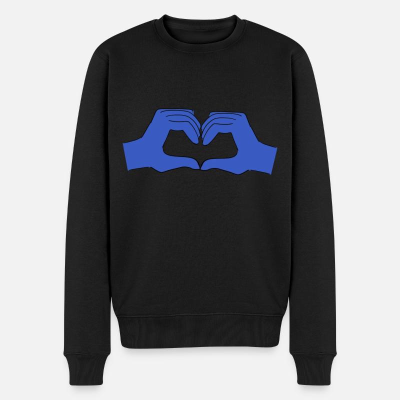 herz blau - Männer Premium Bio Pullover - Schwarz