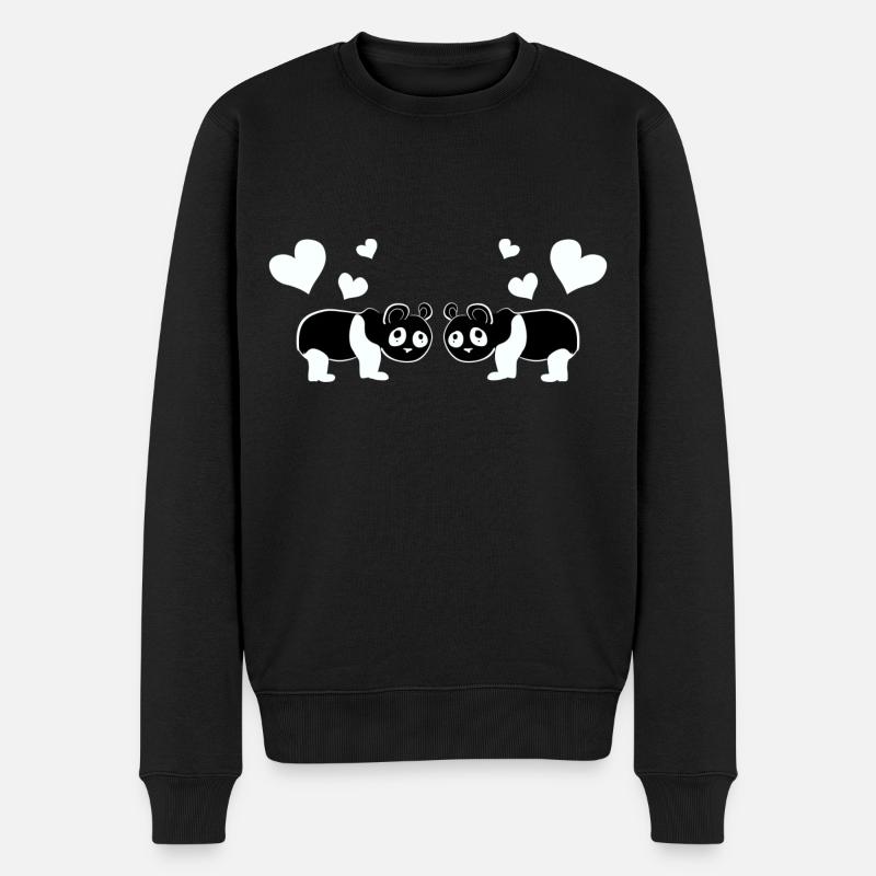 Amour animal Pandas Pandas animaux - Pull Premium bio Homme - noir