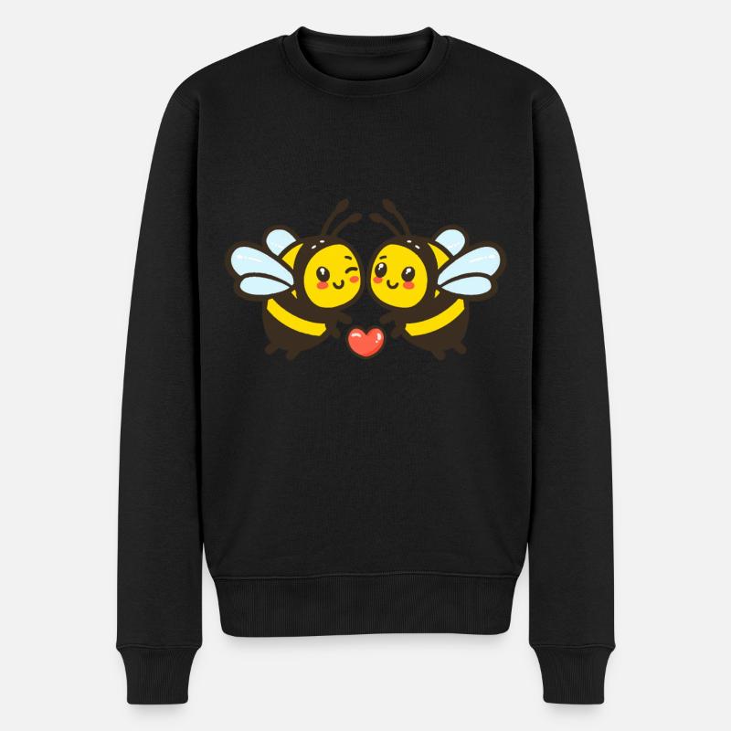 Couple d’abeilles Amour Saint-Valentin - Pull Premium bio Homme - noir