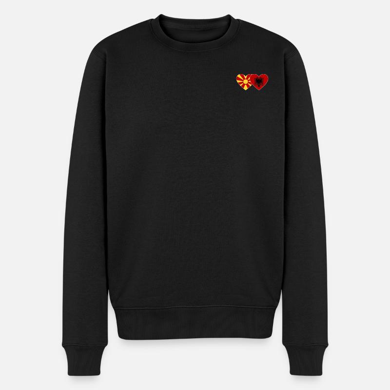 Macédoine Albanie Drapeau Coeur - Pull Premium bio Homme - noir