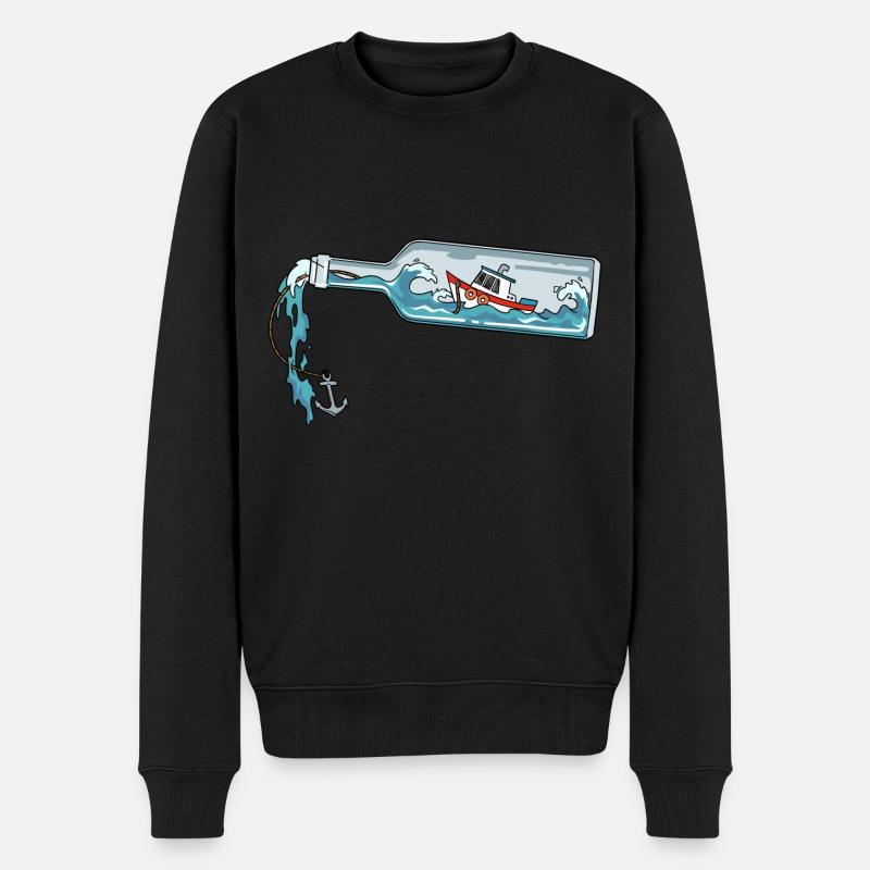 Flaschenpost Boot Anker Meer Nachricht für eine - Männer Premium Bio Pullover - Schwarz