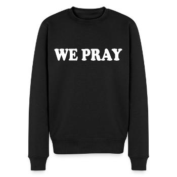 We pray - Männer Premium Bio Pullover - Schwarz - Vorne - Nico (187cm)