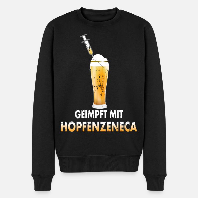 Geimpft mit Hopfenzeneca - Männer Premium Bio Pullover - Schwarz