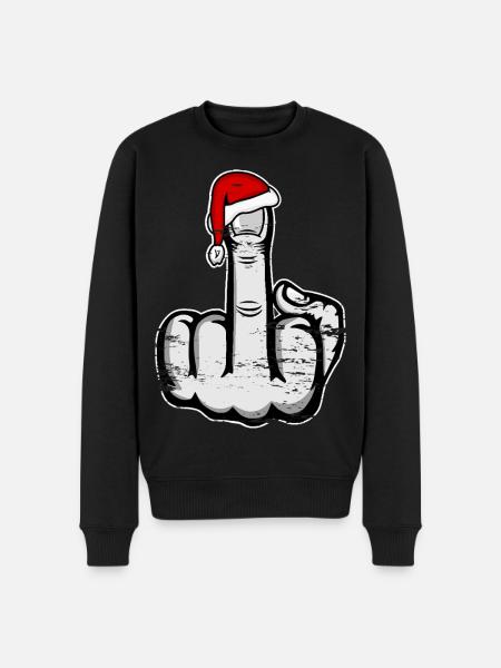 Christmas Middle Finger with Santa Hat - Men's Premium Organic Jumper - black