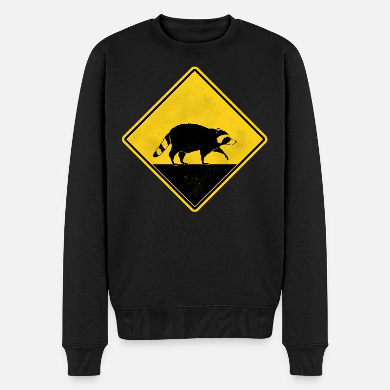 Raton laveur panneau de signalisation jaune - Pull Premium bio Homme - noir