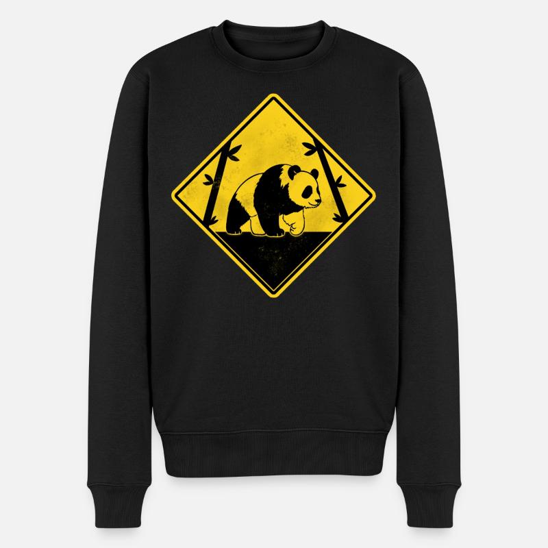Panda panneau de signalisation jaune - Pull Premium bio Homme - noir