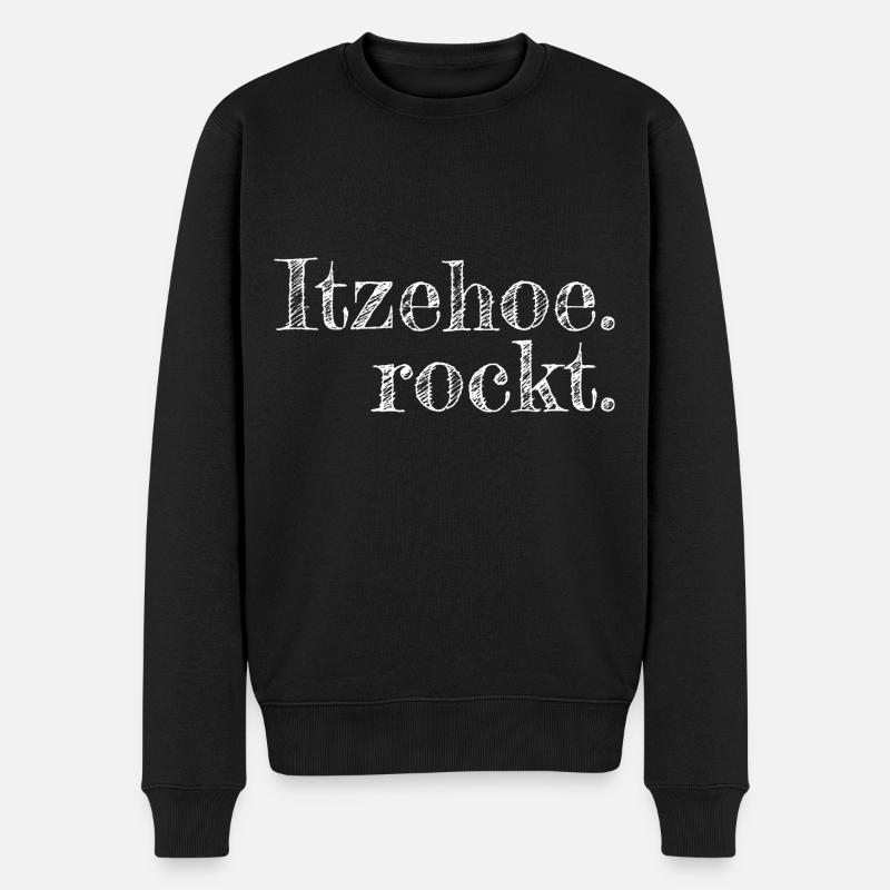 Itzehoe rockt - Textdesign mit Stadtnamen - Männer Premium Bio Pullover - Schwarz