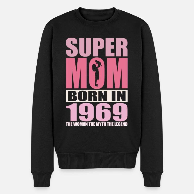 Mama Geburtstag 1969 | Super Mom - Männer Premium Bio Pullover - Schwarz