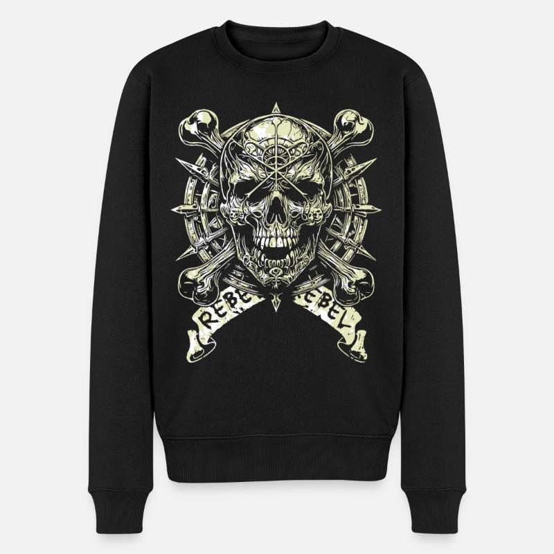 Rebel Rebel Skull - Männer Premium Bio Pullover - Schwarz
