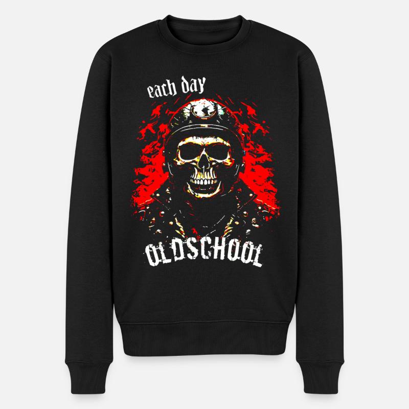 Jeden Tag Oldschool - Männer Premium Bio Pullover - Schwarz