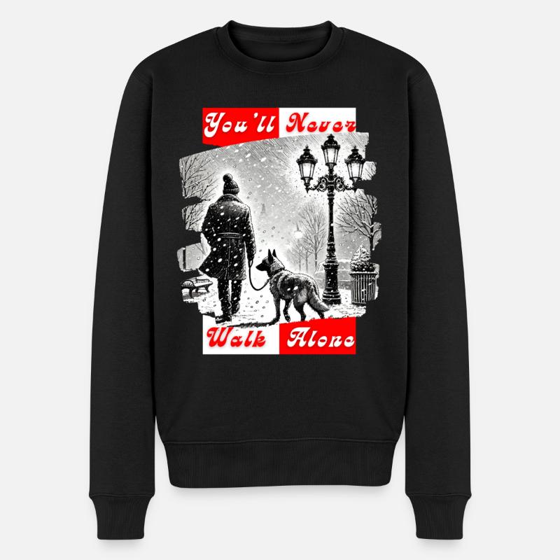 Du wirst nie alleine gehen - Männer Premium Bio Pullover - Schwarz