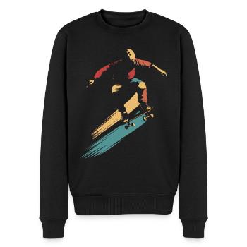 Skateboard Retro vintage Skating Skateboarding - Männer Premium Bio Pullover - Schwarz - Vorne - Nico (187cm)