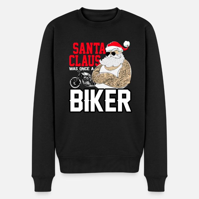 Weihnachten Biker Motorrad Motorradfahrer Nikolaus - Männer Premium Bio Pullover - Schwarz