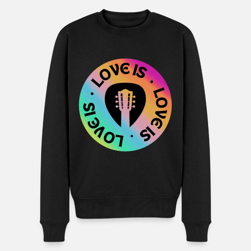 Gitarre: Liebe ist - Männer Premium Bio Pullover - Schwarz