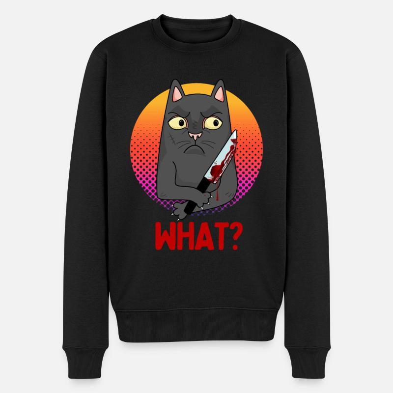 Funny Innocent Murder Cat Scary - Männer Premium Bio Pullover - Schwarz