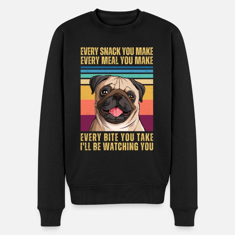 Mops beobachten - Männer Premium Bio Pullover - Schwarz