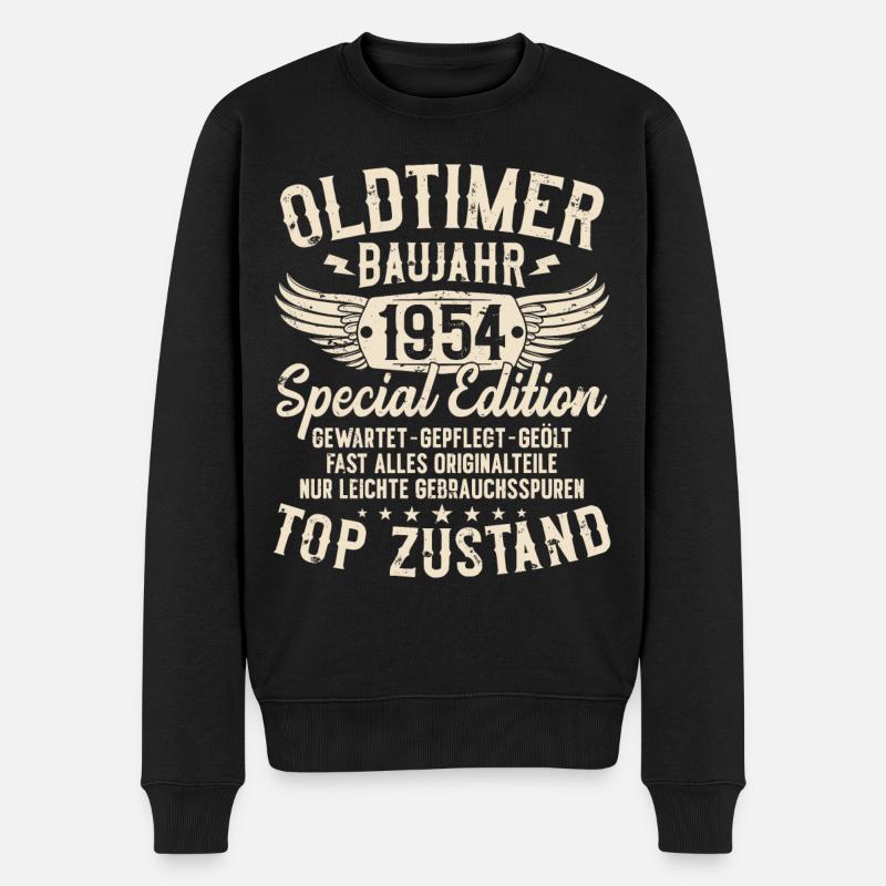 Oldtimer Baujahr 1954 Jahrgang Geburtstag Geschenk - Männer Premium Bio Pullover - Schwarz