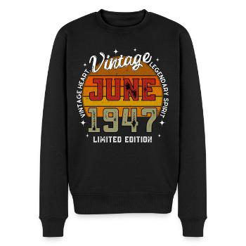Retro 78 Jahre alter Jahrgang Juni 1947 78. Geburtstag - Männer Premium Bio Pullover - Schwarz - Vorne - Nico (187cm)