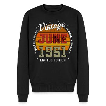 Retro 74 Jahre alt Jahrgang Juni 1951 74. Geburtstag - Männer Premium Bio Pullover - Schwarz - Vorne - Nico (187cm)