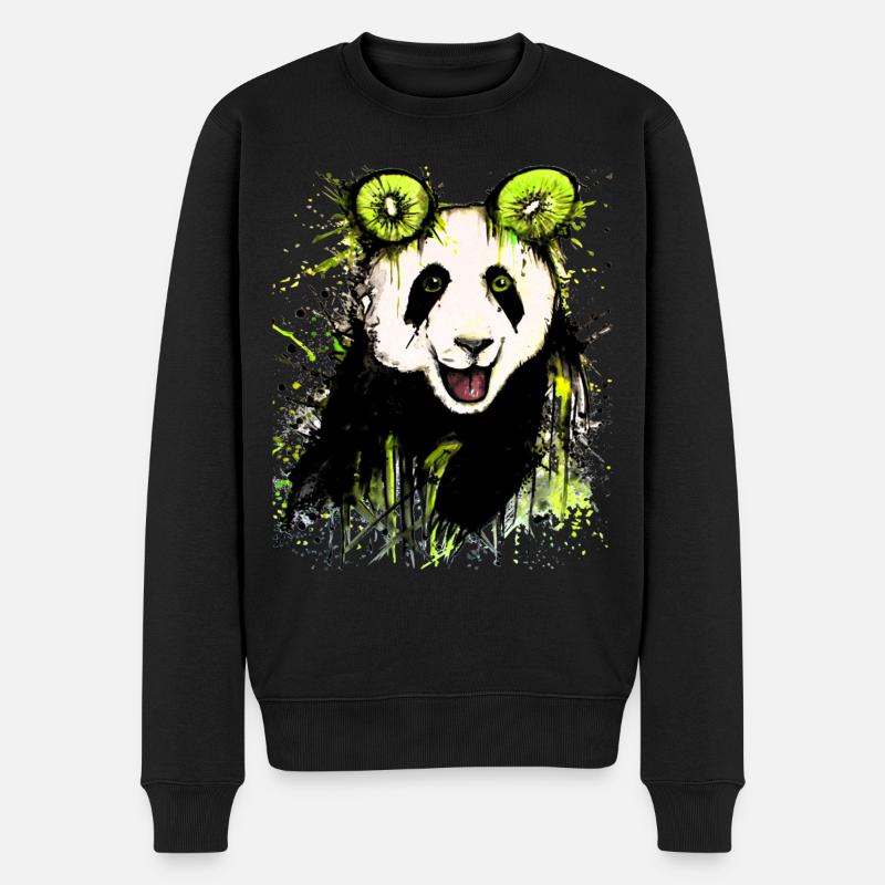 David Pucher Art Kiwipanda - Männer Premium Bio Pullover - Schwarz