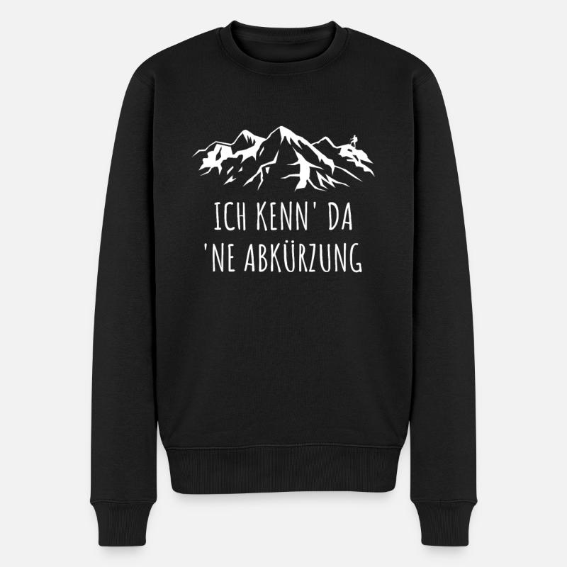 Lustiger Wander Spruch Ich kenn da ne Abkürzung - Männer Premium Bio Pullover - Schwarz