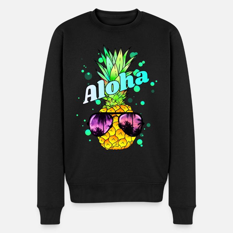 coole Ananas Aloha - Männer Premium Bio Pullover - Schwarz
