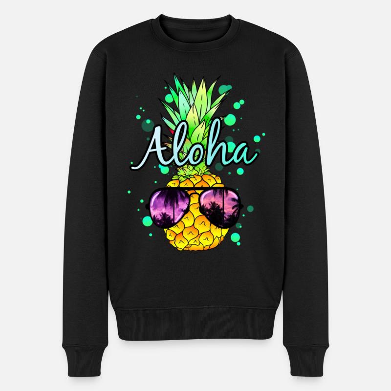 Ananas Aloha - Männer Premium Bio Pullover - Schwarz
