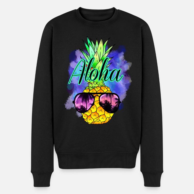 Aloha Ananas - Männer Premium Bio Pullover - Schwarz