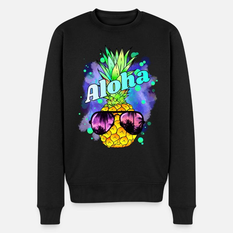 Ananas Aloha Colorful - Männer Premium Bio Pullover - Schwarz