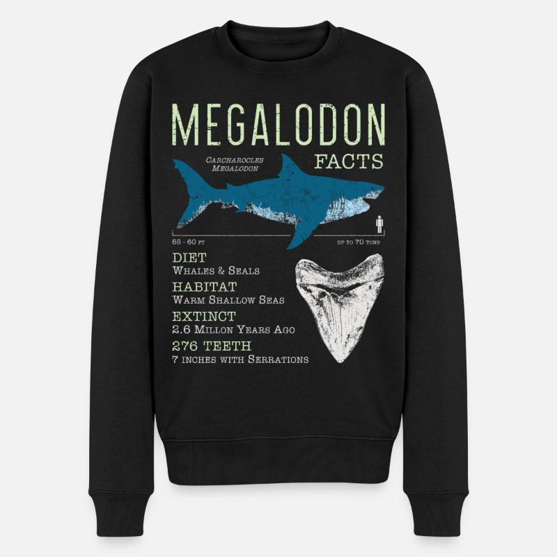Faits sur le mégalodon - Pull Premium bio Homme - noir