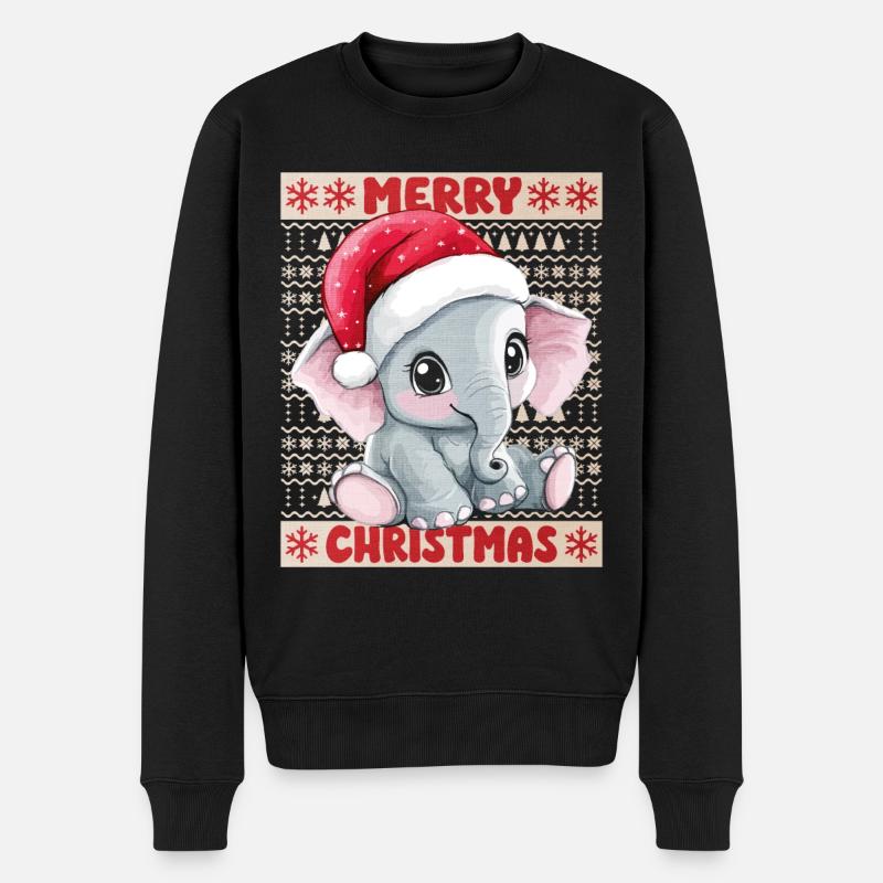 Eléphant Moche Noël Noël Doux - Pull Premium bio Homme - noir