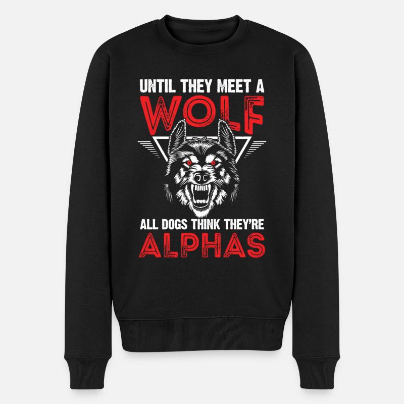 Loup Alpha Leitwolf sort Meute loup loup - Pull Premium bio Homme - noir