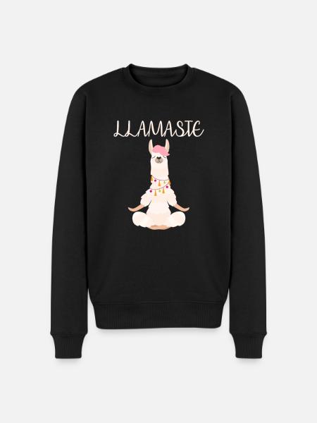 Funny Lama meditates - Men's Premium Organic Jumper - black