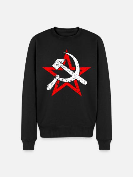 Hammer Sichel Sowjetunion Kommunismus - Männer Premium Bio Pullover - Schwarz