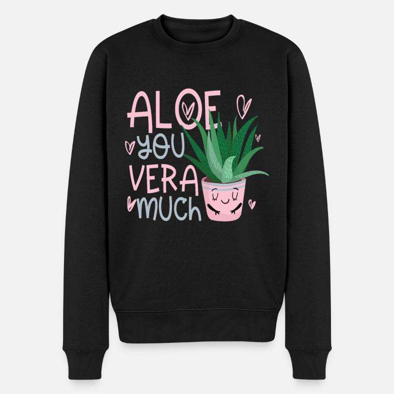 Aloe you vera much Valentinstag Verliebte - Männer Premium Bio Pullover - Schwarz