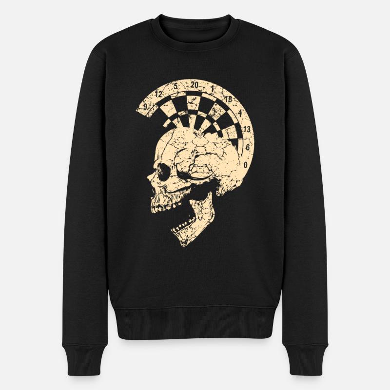 Totenkopf mit Dartscheibe - Männer Premium Bio Pullover - Schwarz