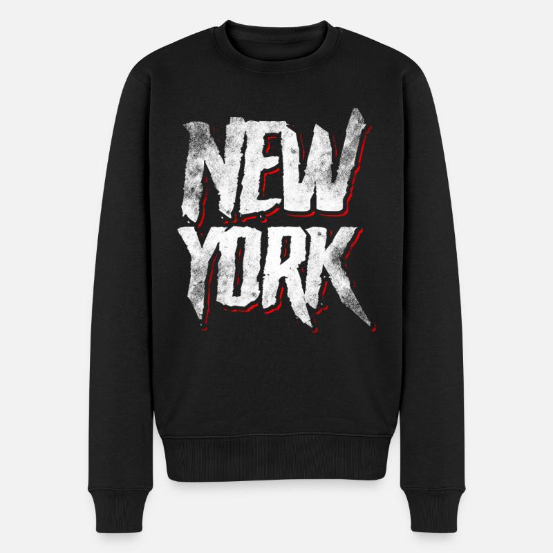 New York - Männer Premium Bio Pullover - Schwarz
