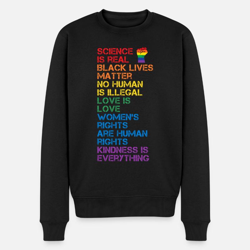 Wissenschaft ist echt schwarz lebt Materie LGBT BLM Faust - Männer Premium Bio Pullover - Schwarz