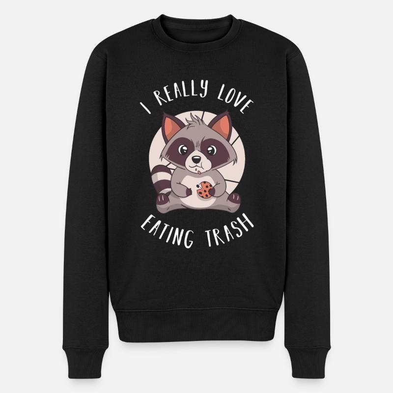 Ich liebe es wirklich, Trash Funny Raccoon zu essen - Männer Premium Bio Pullover - Schwarz