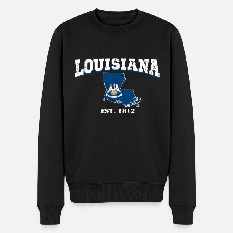 Louisiana USA - Männer Premium Bio Pullover - Schwarz