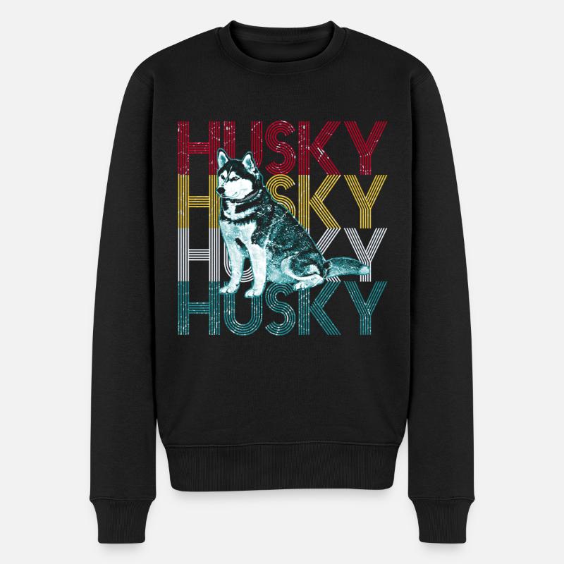 Husky - Männer Premium Bio Pullover - Schwarz