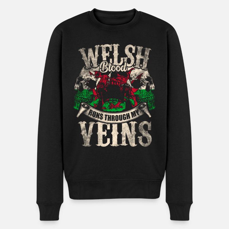 Wales - Männer Premium Bio Pullover - Schwarz