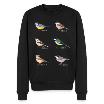 Vogelbeobachtungsgeschenk - Blaumeise, Kohlmeise - Männer Premium Bio Pullover - Schwarz - Vorne - Nico (187cm)