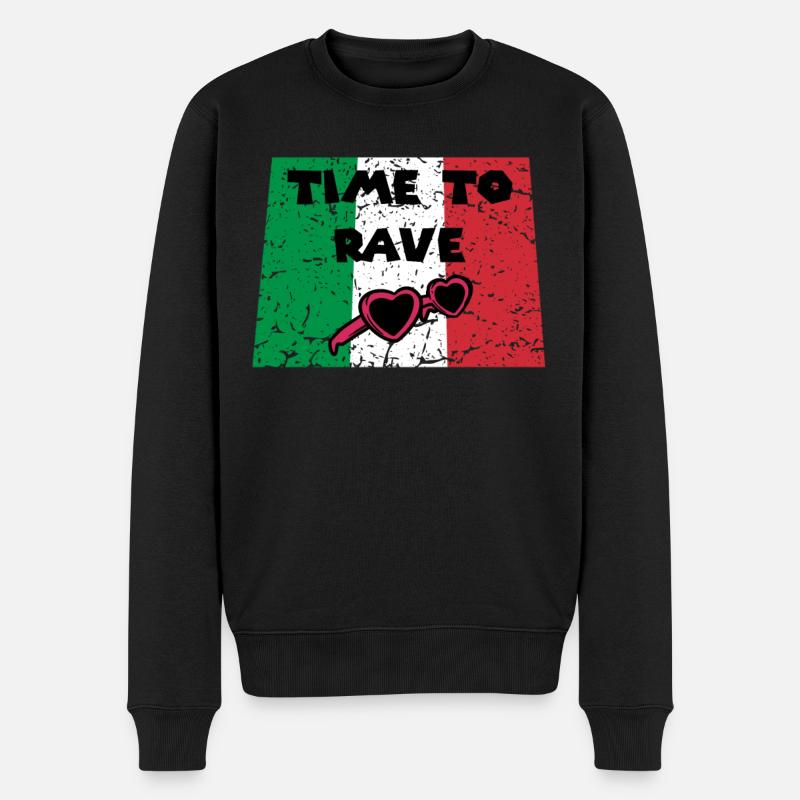 Italien DJ Rave Techno Electro Party Festival - Männer Premium Bio Pullover - Schwarz