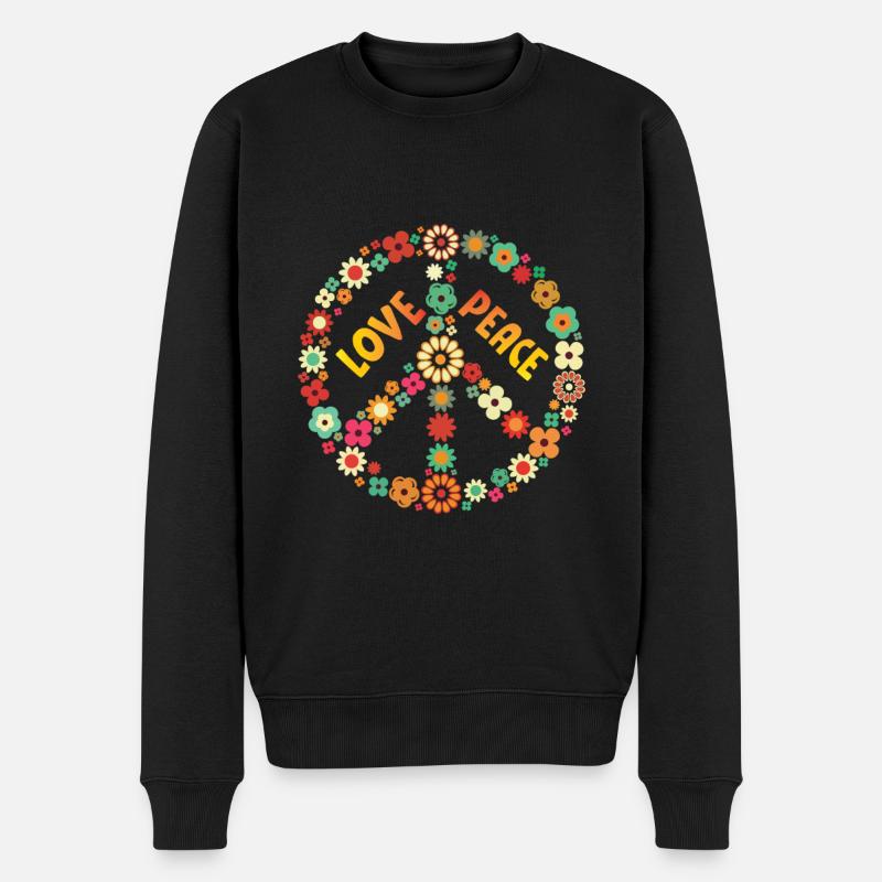 LOVE PEACE - Männer Premium Bio Pullover - Schwarz