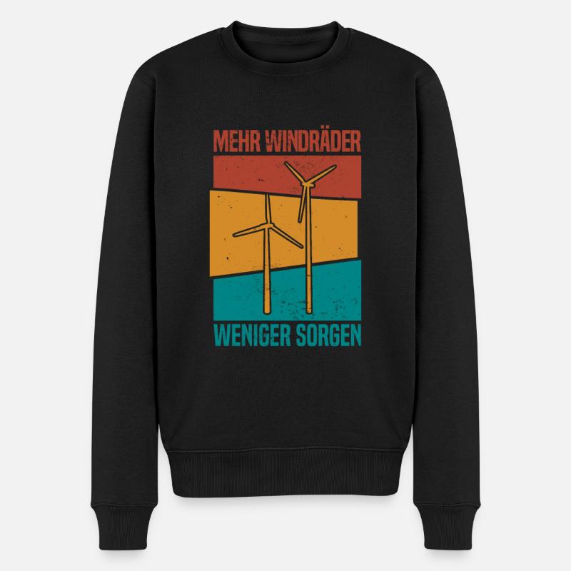 Windpark Windrad Windkraft - Weniger Sorgen - Männer Premium Bio Pullover - Schwarz